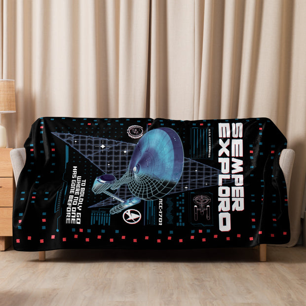 Star Trek The Original Series Enterprise Semper Exploro Sherpa Blanket